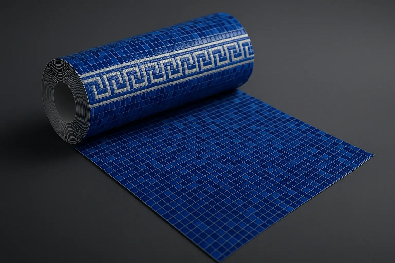 Rotolo di telo in PVC effetto mosaico blu per piscine, ideale per rivestimenti eleganti e resistenti proposti da ChimicaBlu.